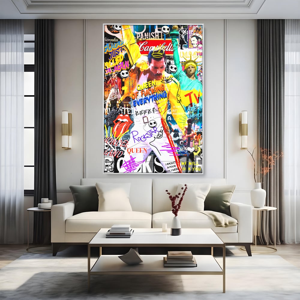 Tablou Canvas Premium LuxCanva® A1017, Freddie Mercury , Decorativ, Cantaret, Muzician, Rock Star Queen, Culori Vibrante
