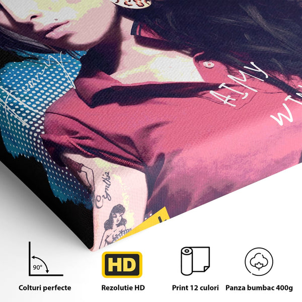 Tablou Canvas Premium LuxCanva® A1018, Amy Winehouse , Decorativ, Cantareata, Artista, Culori Vibrante