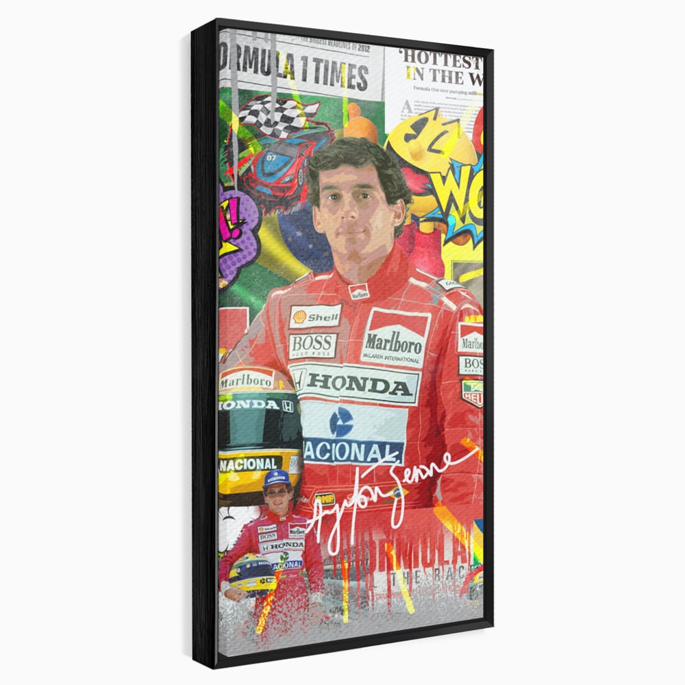 Leinwandbilder Premium LuxCanva® A1022, Ayrton Senna , Dekorativ, Pilotenfluch, Formel 1, Champion, Lebendige Farben