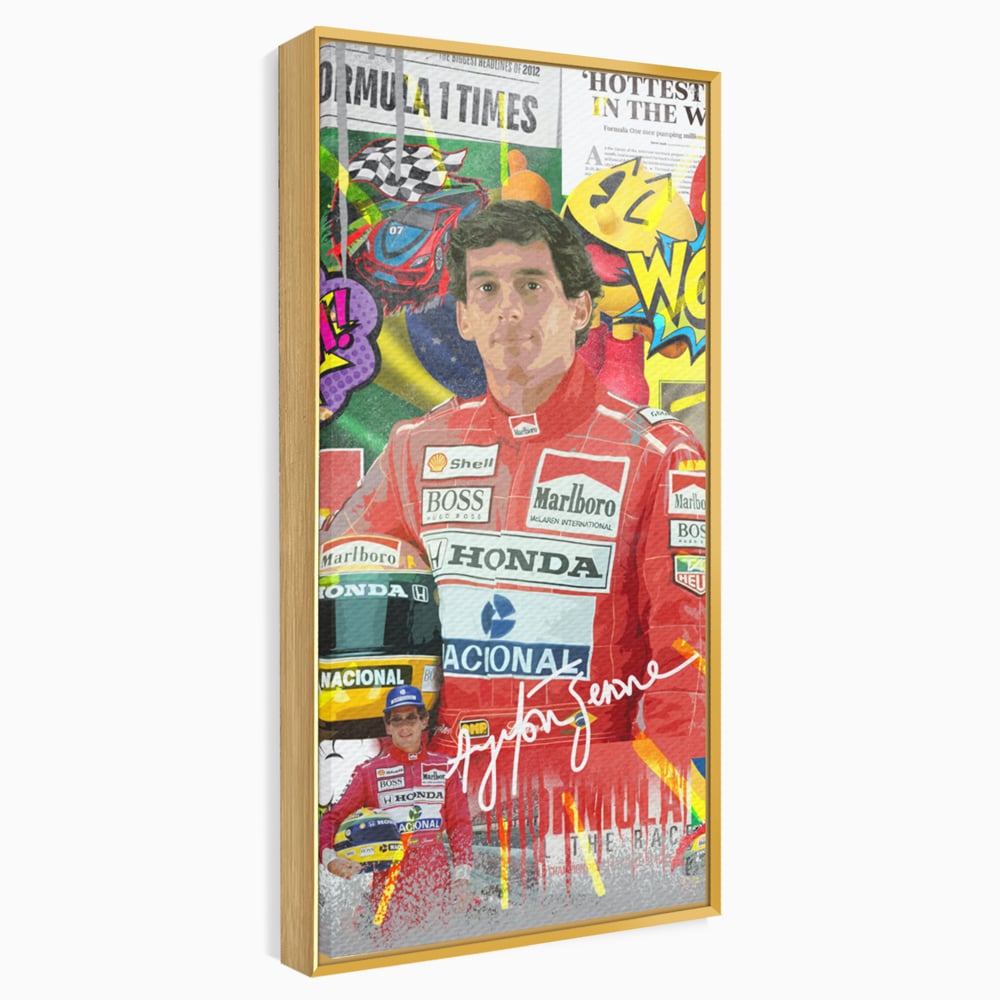 Leinwandbilder Premium LuxCanva® A1022, Ayrton Senna , Dekorativ, Pilotenfluch, Formel 1, Champion, Lebendige Farben