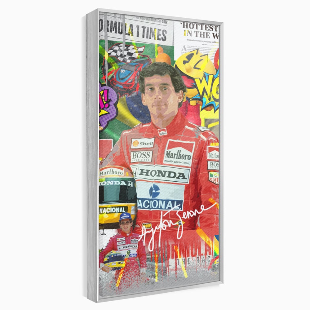 Leinwandbilder Premium LuxCanva® A1022, Ayrton Senna , Dekorativ, Pilotenfluch, Formel 1, Champion, Lebendige Farben