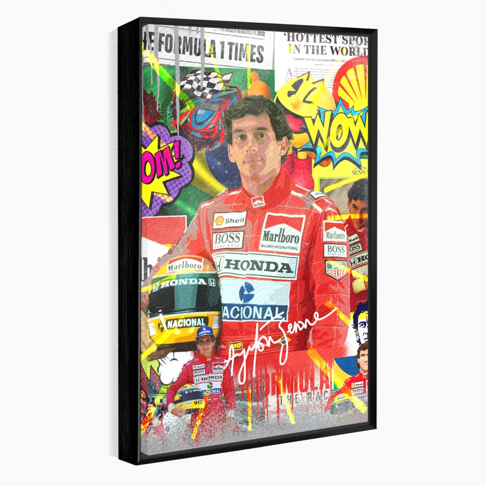 Leinwandbilder Premium LuxCanva® A1022, Ayrton Senna , Dekorativ, Pilotenfluch, Formel 1, Champion, Lebendige Farben