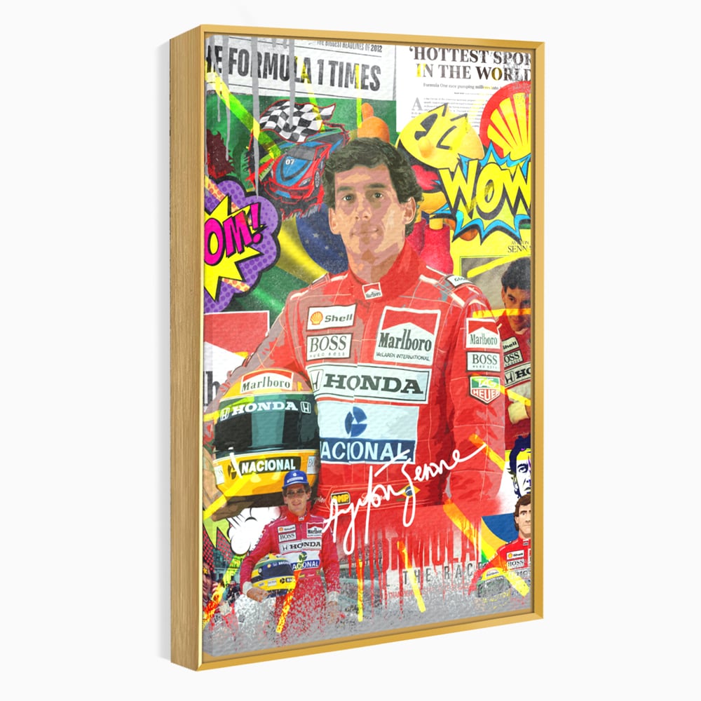 Leinwandbilder Premium LuxCanva® A1022, Ayrton Senna , Dekorativ, Pilotenfluch, Formel 1, Champion, Lebendige Farben