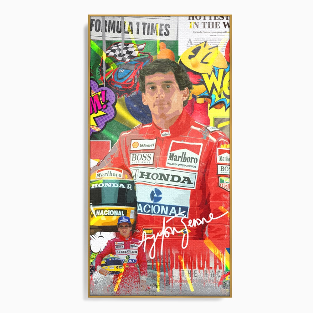 Leinwandbilder Premium LuxCanva® A1022, Ayrton Senna , Dekorativ, Pilotenfluch, Formel 1, Champion, Lebendige Farben