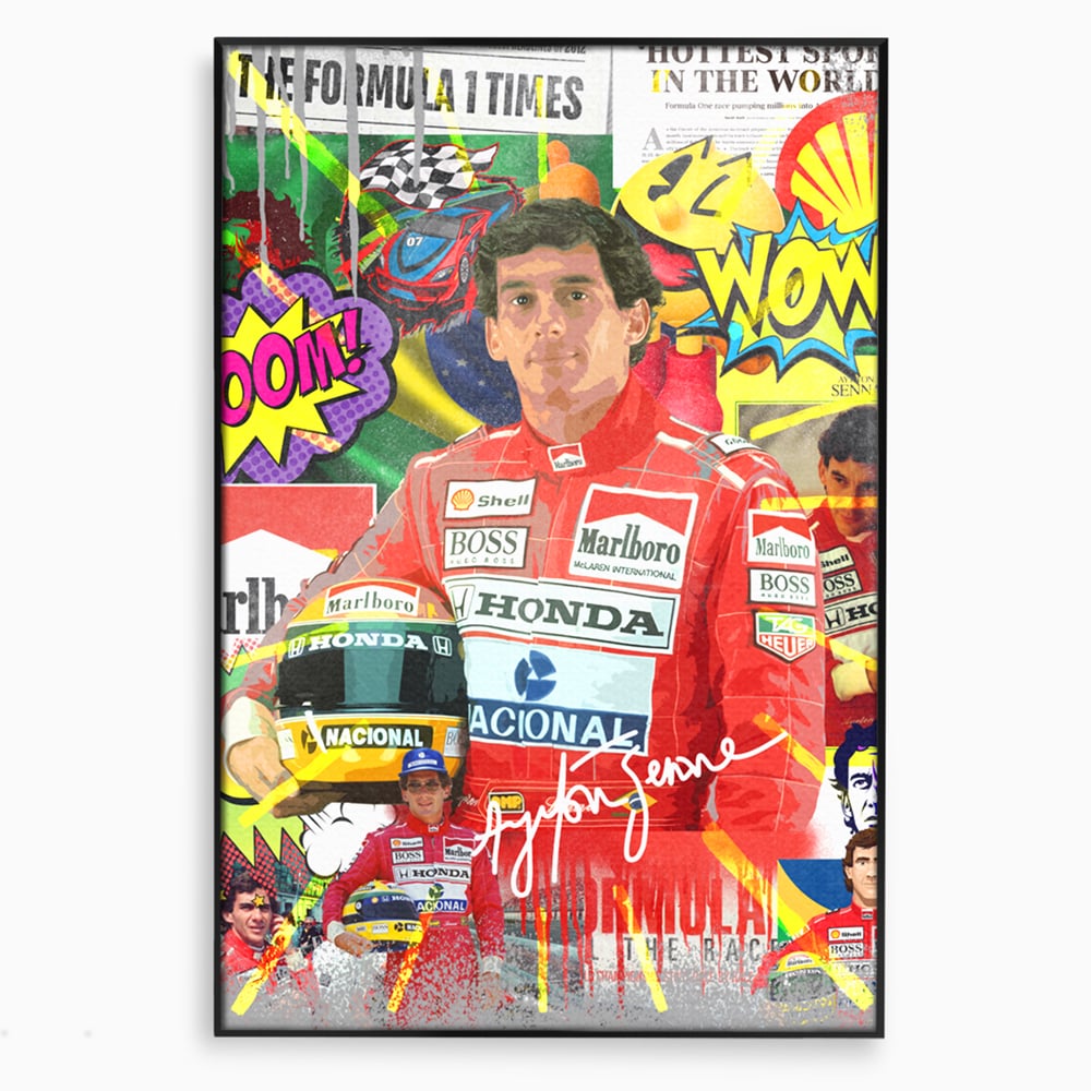 Leinwandbilder Premium LuxCanva® A1022, Ayrton Senna , Dekorativ, Pilotenfluch, Formel 1, Champion, Lebendige Farben