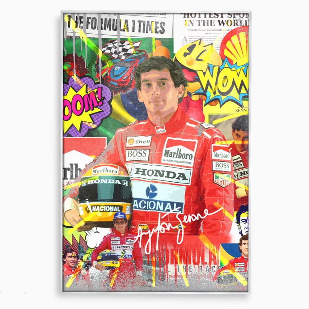 Leinwandbilder Premium LuxCanva® A1022, Ayrton Senna , Dekorativ, Pilotenfluch, Formel 1, Champion, Lebendige Farben