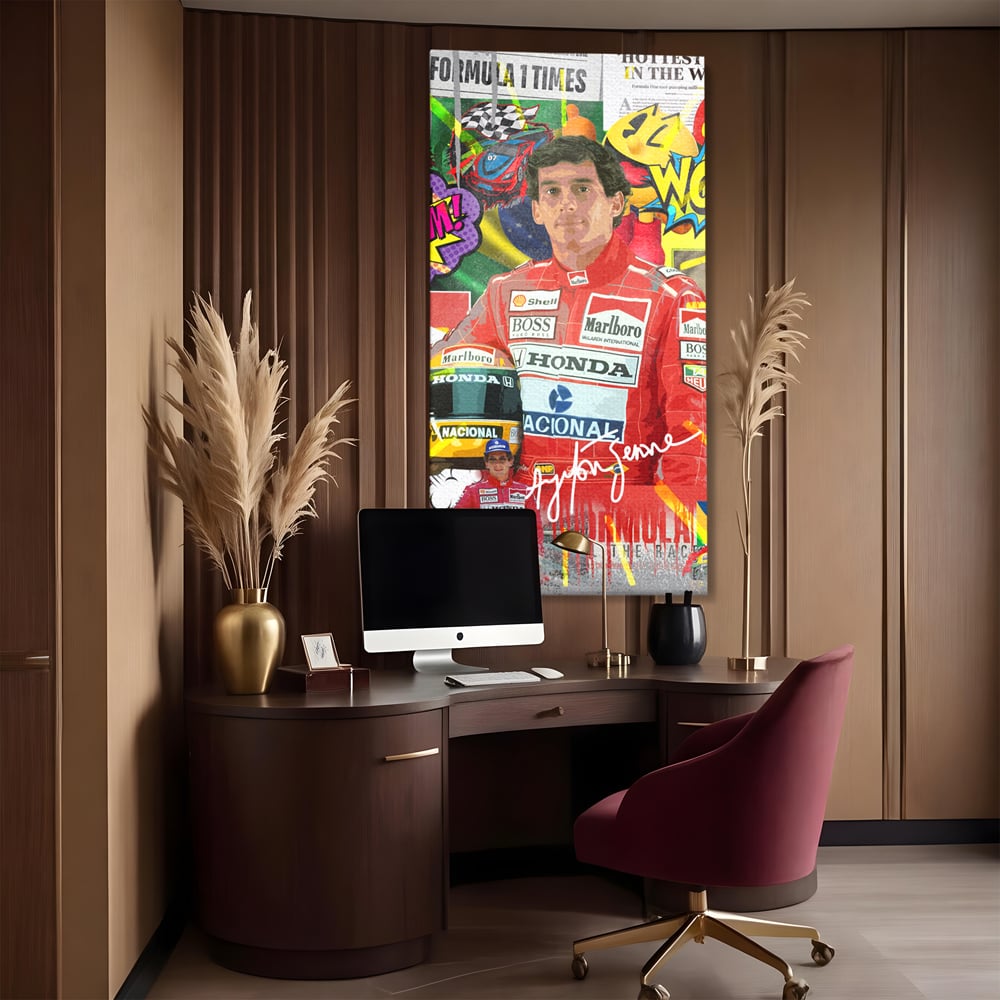 Leinwandbilder Premium LuxCanva® A1022, Ayrton Senna , Dekorativ, Pilotenfluch, Formel 1, Champion, Lebendige Farben