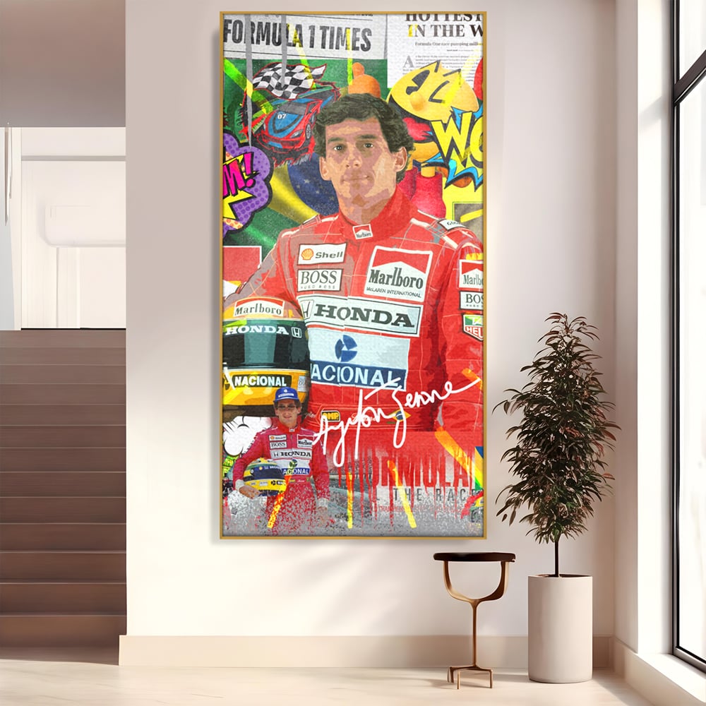 Leinwandbilder Premium LuxCanva® A1022, Ayrton Senna , Dekorativ, Pilotenfluch, Formel 1, Champion, Lebendige Farben