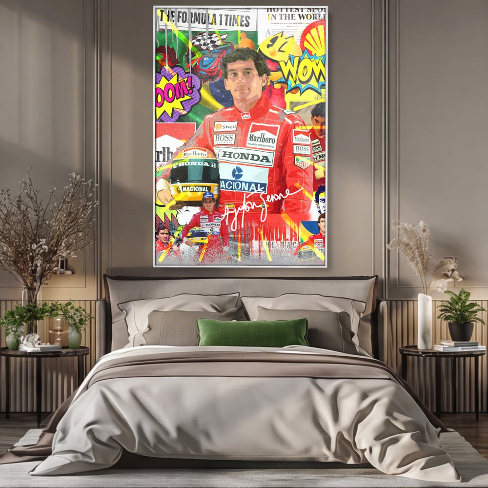 Leinwandbilder Premium LuxCanva® A1022, Ayrton Senna , Dekorativ, Pilotenfluch, Formel 1, Champion, Lebendige Farben