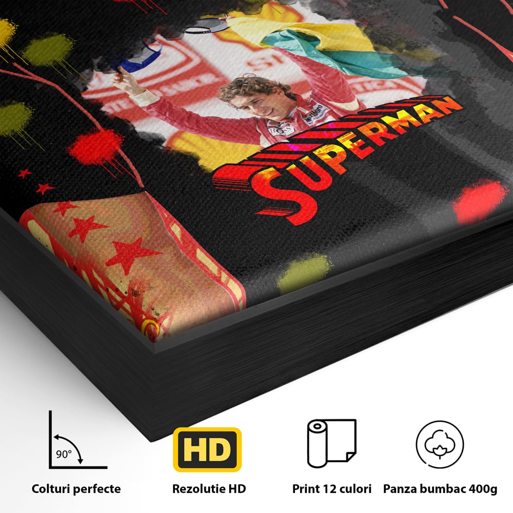 Leinwandbilder Premium LuxCanva® A1023, Ayrton Senna , Dekorativ, Pilotenfluch, Formel 1, Champion, Lebendige Farben