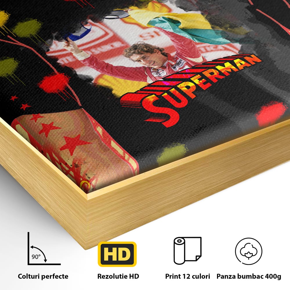 Leinwandbilder Premium LuxCanva® A1023, Ayrton Senna , Dekorativ, Pilotenfluch, Formel 1, Champion, Lebendige Farben