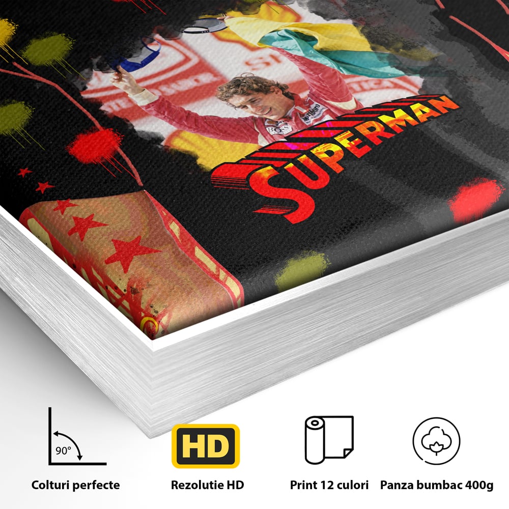 Leinwandbilder Premium LuxCanva® A1023, Ayrton Senna , Dekorativ, Pilotenfluch, Formel 1, Champion, Lebendige Farben