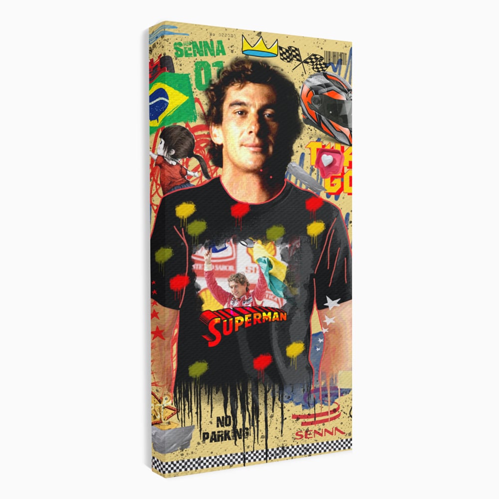 Leinwandbilder Premium LuxCanva® A1023, Ayrton Senna , Dekorativ, Pilotenfluch, Formel 1, Champion, Lebendige Farben