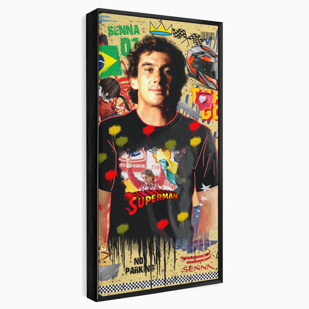 Leinwandbilder Premium LuxCanva® A1023, Ayrton Senna , Dekorativ, Pilotenfluch, Formel 1, Champion, Lebendige Farben