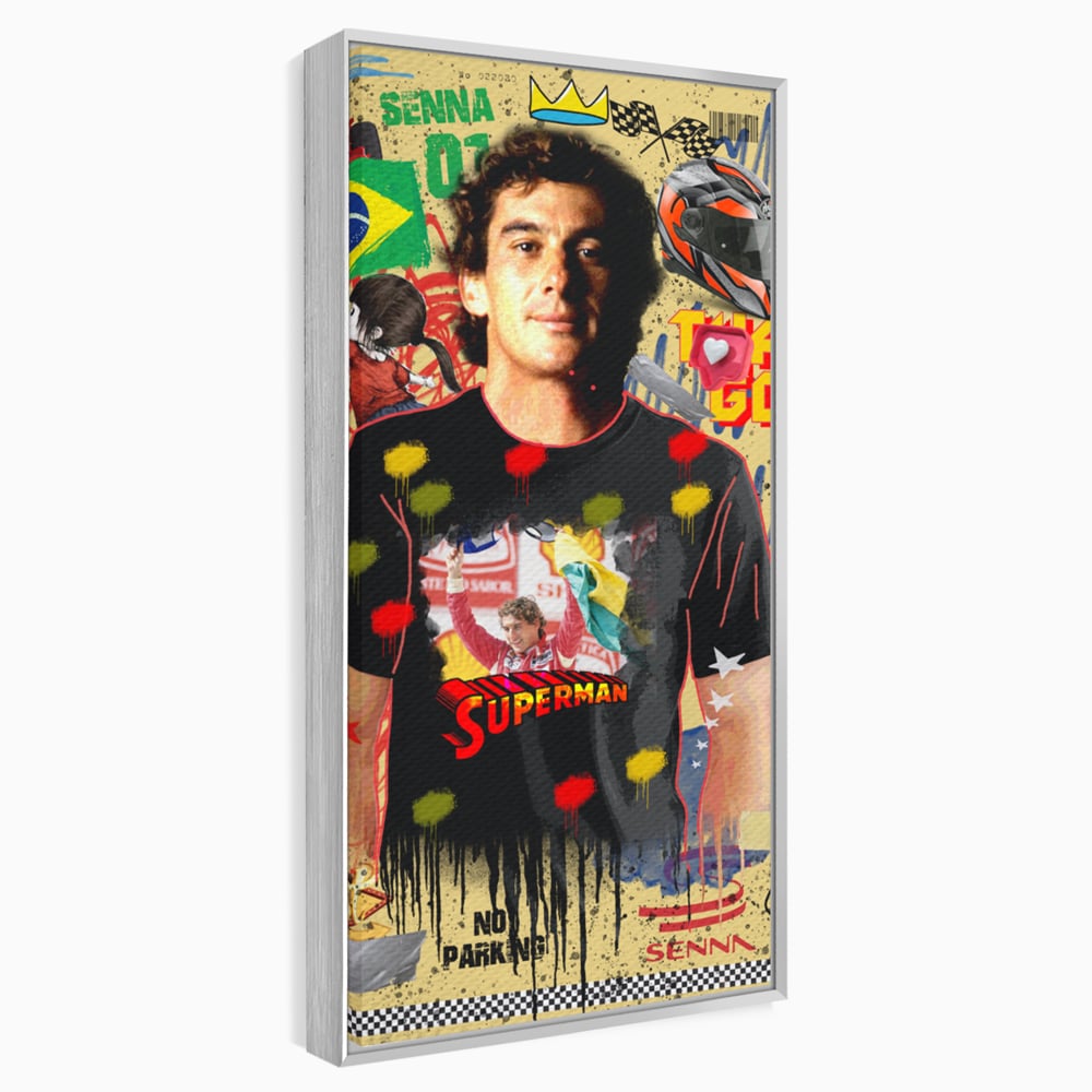 Leinwandbilder Premium LuxCanva® A1023, Ayrton Senna , Dekorativ, Pilotenfluch, Formel 1, Champion, Lebendige Farben