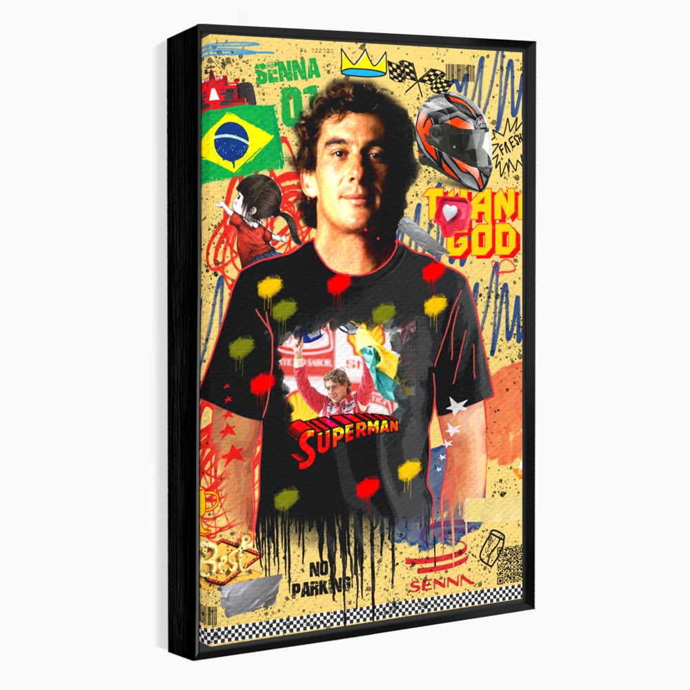 Leinwandbilder Premium LuxCanva® A1023, Ayrton Senna , Dekorativ, Pilotenfluch, Formel 1, Champion, Lebendige Farben