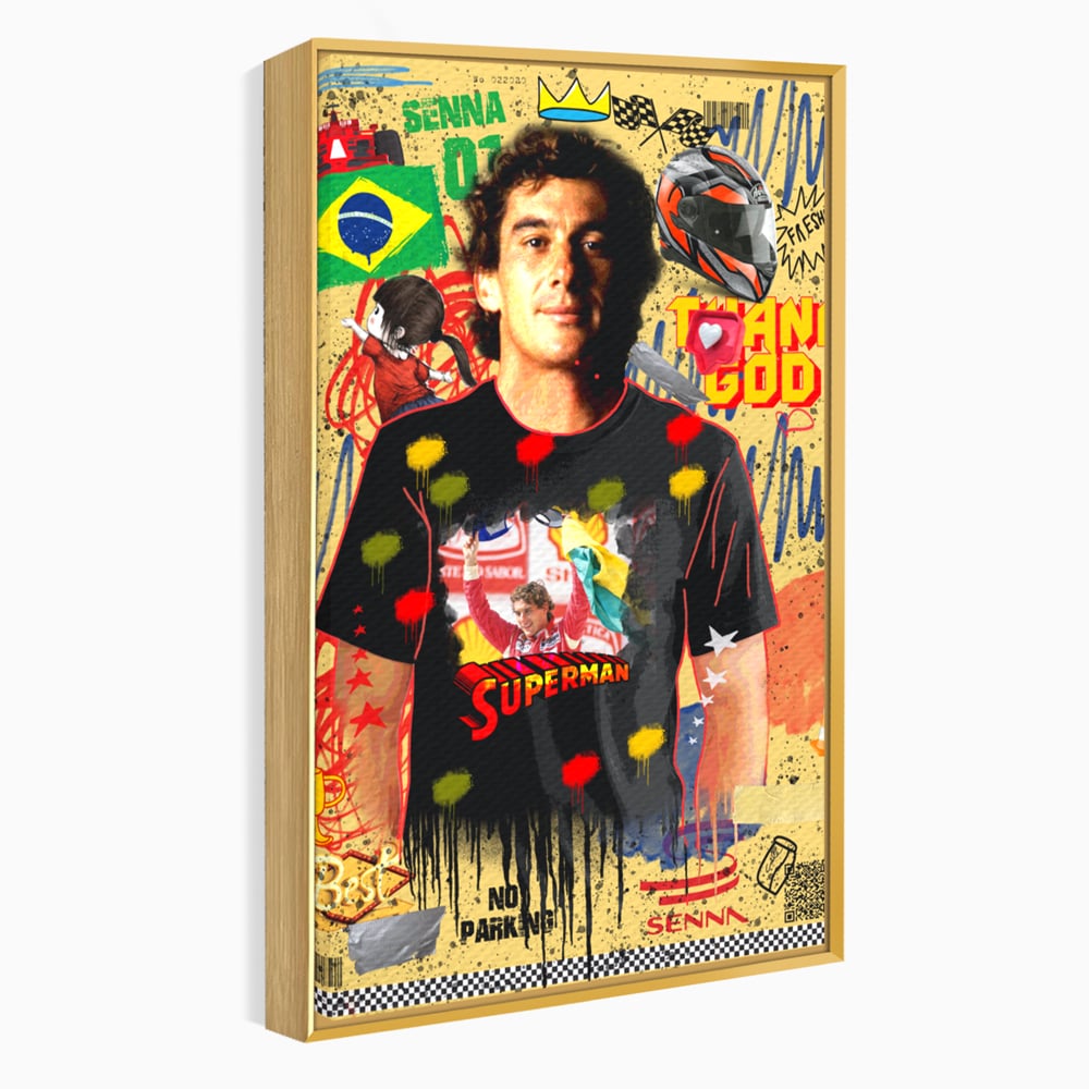 Leinwandbilder Premium LuxCanva® A1023, Ayrton Senna , Dekorativ, Pilotenfluch, Formel 1, Champion, Lebendige Farben