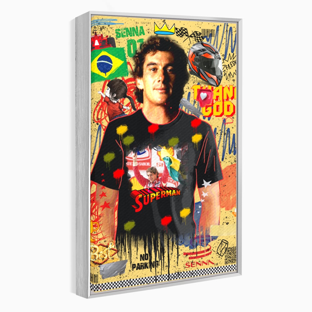 Leinwandbilder Premium LuxCanva® A1023, Ayrton Senna , Dekorativ, Pilotenfluch, Formel 1, Champion, Lebendige Farben