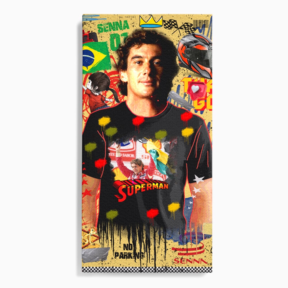 Leinwandbilder Premium LuxCanva® A1023, Ayrton Senna , Dekorativ, Pilotenfluch, Formel 1, Champion, Lebendige Farben