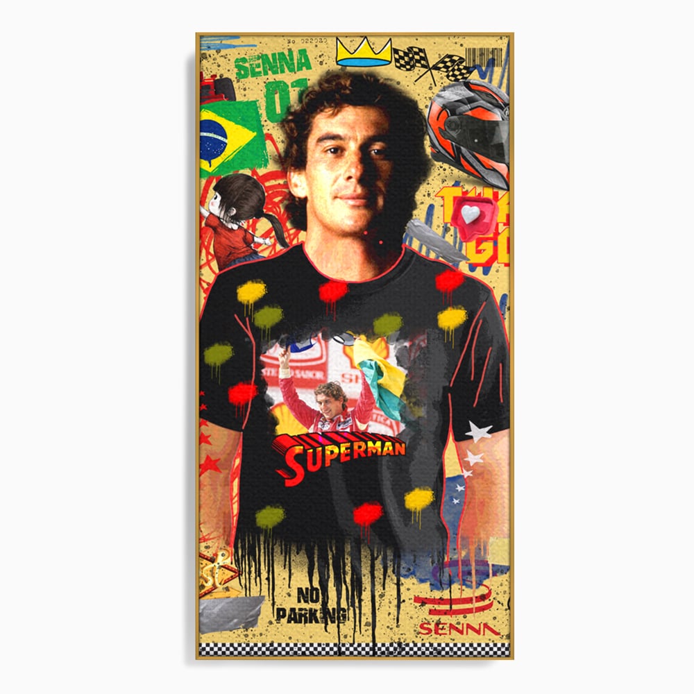 Leinwandbilder Premium LuxCanva® A1023, Ayrton Senna , Dekorativ, Pilotenfluch, Formel 1, Champion, Lebendige Farben