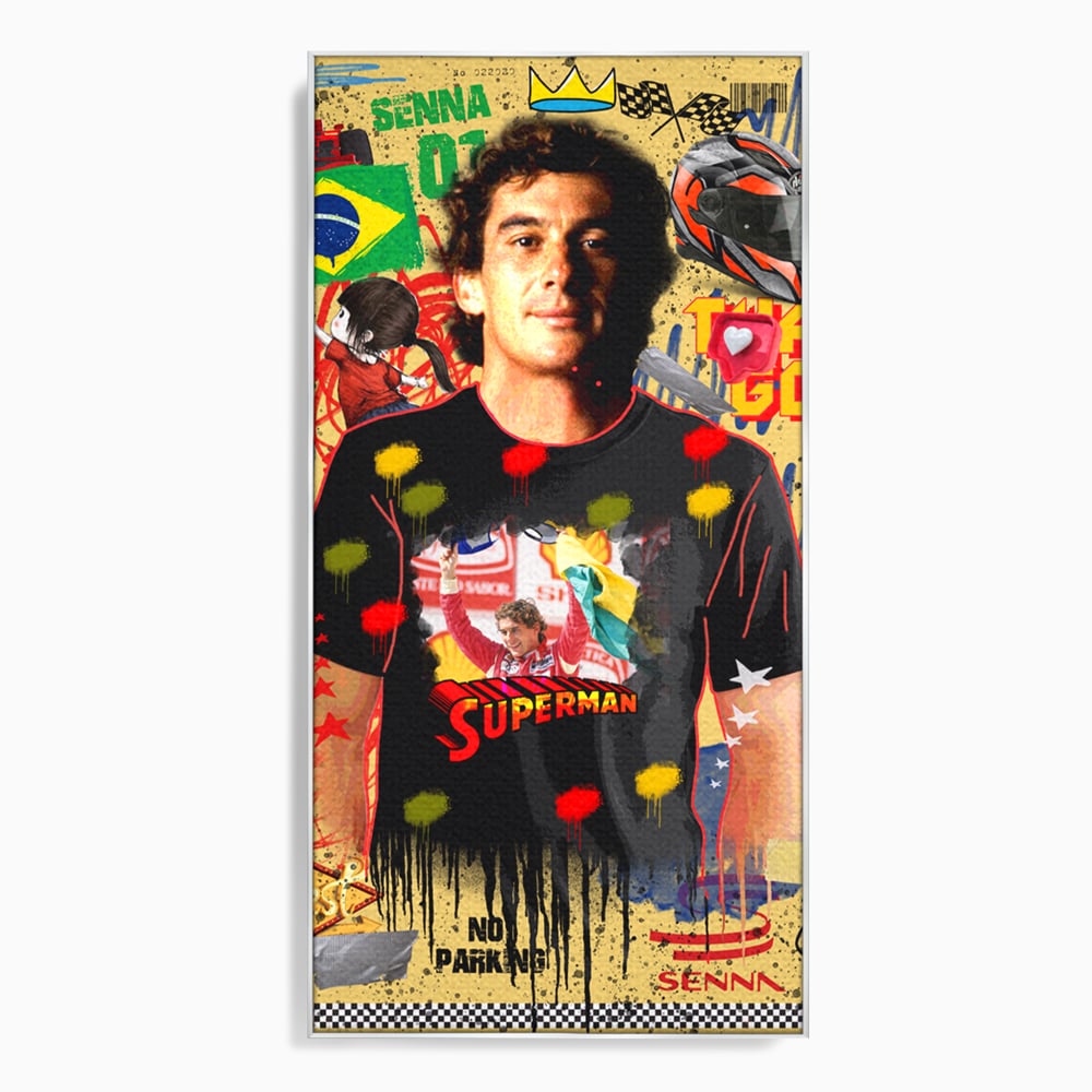 Leinwandbilder Premium LuxCanva® A1023, Ayrton Senna , Dekorativ, Pilotenfluch, Formel 1, Champion, Lebendige Farben