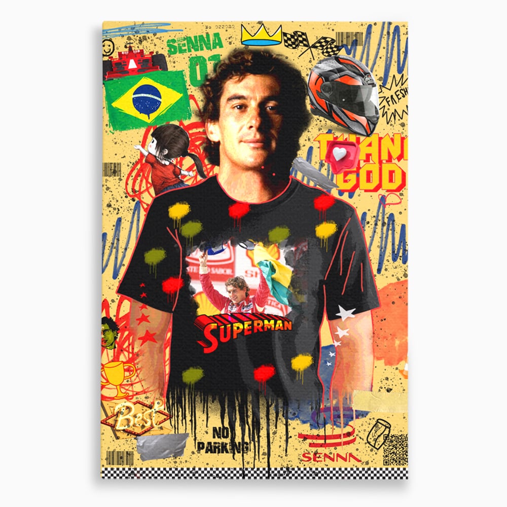 Leinwandbilder Premium LuxCanva® A1023, Ayrton Senna , Dekorativ, Pilotenfluch, Formel 1, Champion, Lebendige Farben