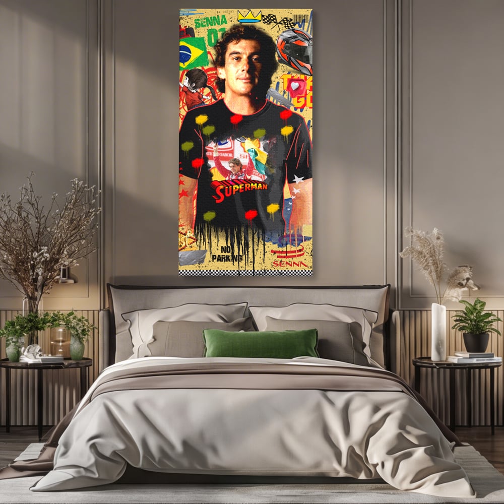 Leinwandbilder Premium LuxCanva® A1023, Ayrton Senna , Dekorativ, Pilotenfluch, Formel 1, Champion, Lebendige Farben