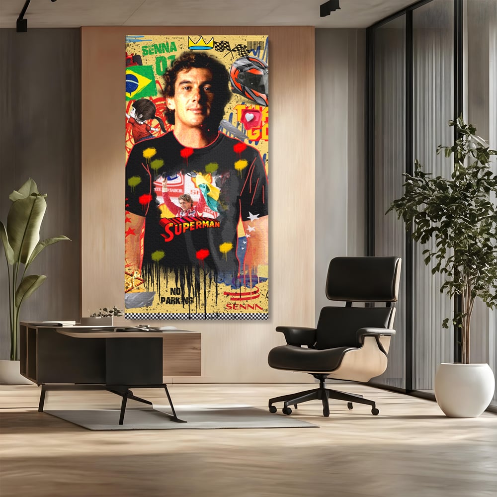 Leinwandbilder Premium LuxCanva® A1023, Ayrton Senna , Dekorativ, Pilotenfluch, Formel 1, Champion, Lebendige Farben