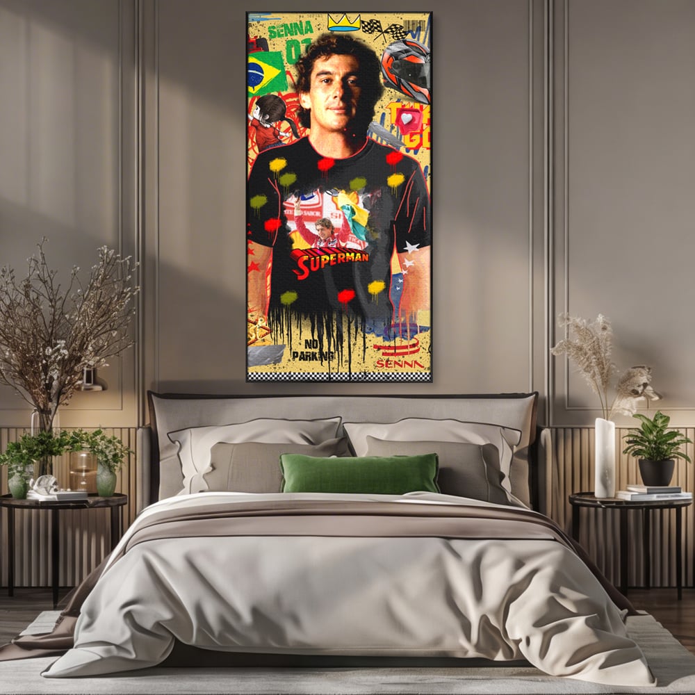 Leinwandbilder Premium LuxCanva® A1023, Ayrton Senna , Dekorativ, Pilotenfluch, Formel 1, Champion, Lebendige Farben