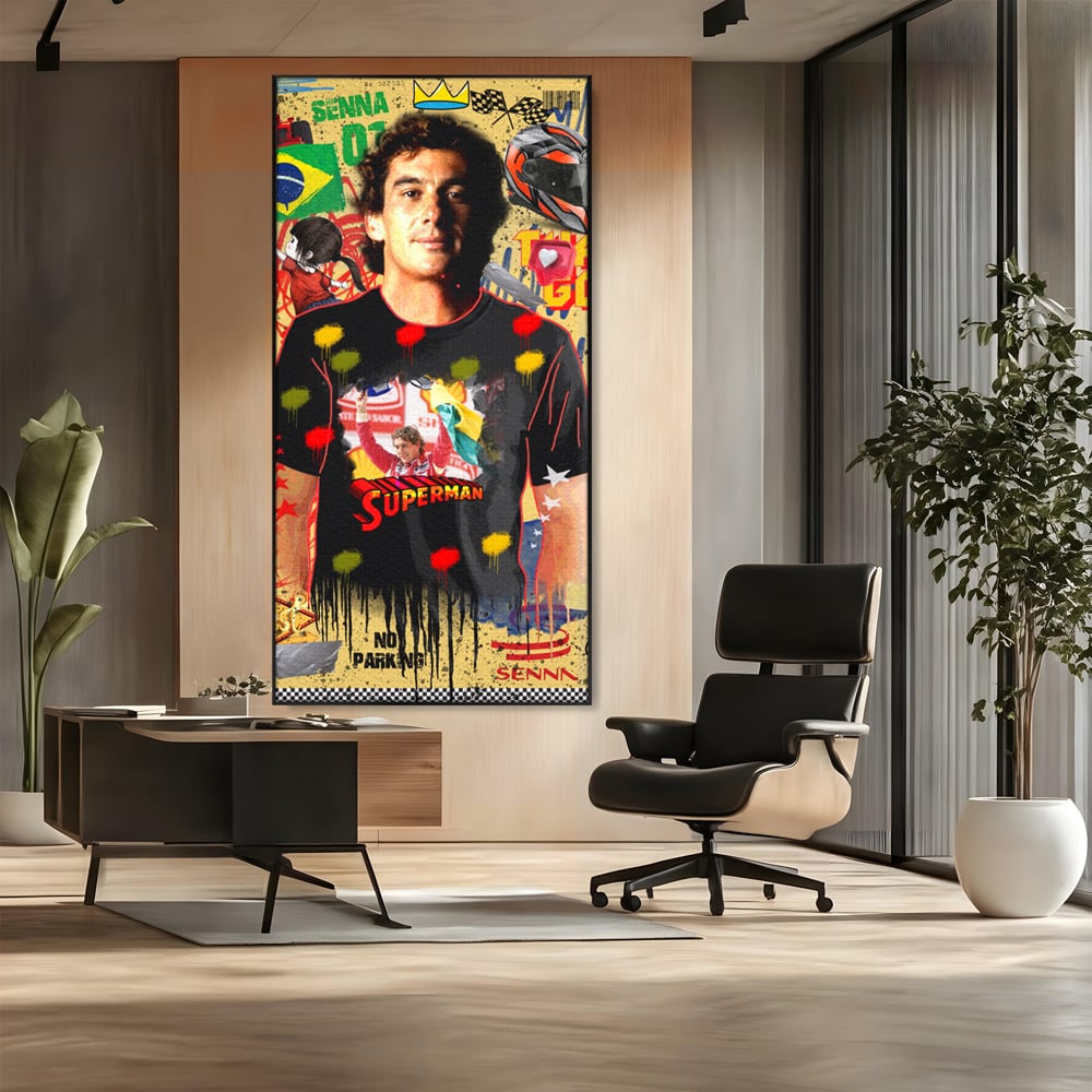 Leinwandbilder Premium LuxCanva® A1023, Ayrton Senna , Dekorativ, Pilotenfluch, Formel 1, Champion, Lebendige Farben