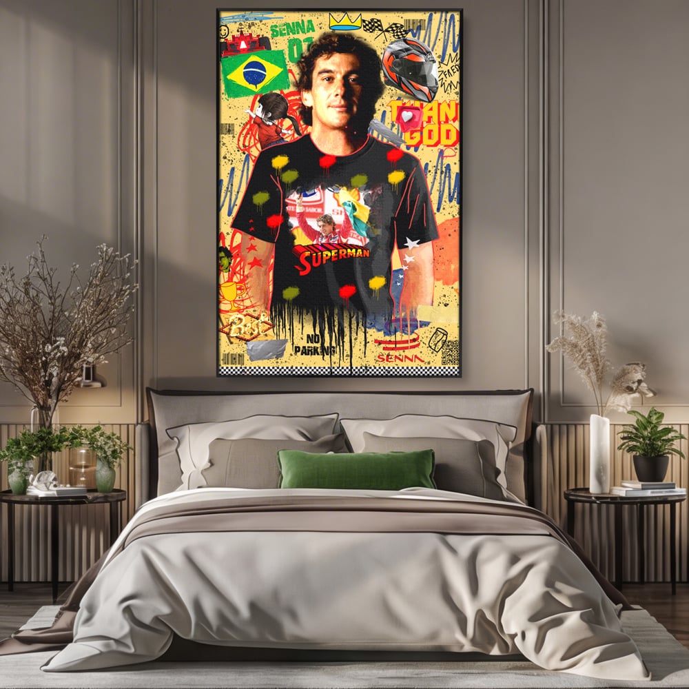 Leinwandbilder Premium LuxCanva® A1023, Ayrton Senna , Dekorativ, Pilotenfluch, Formel 1, Champion, Lebendige Farben