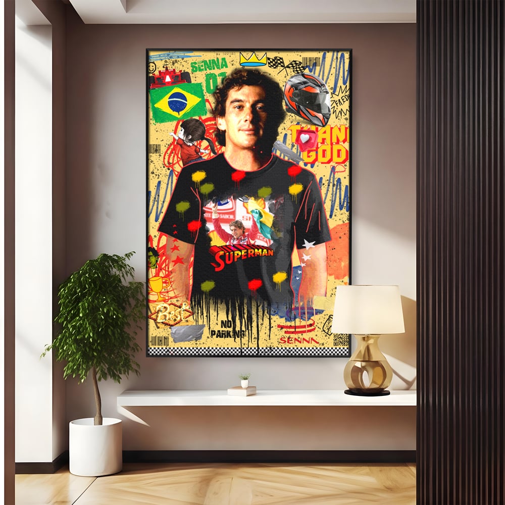Leinwandbilder Premium LuxCanva® A1023, Ayrton Senna , Dekorativ, Pilotenfluch, Formel 1, Champion, Lebendige Farben
