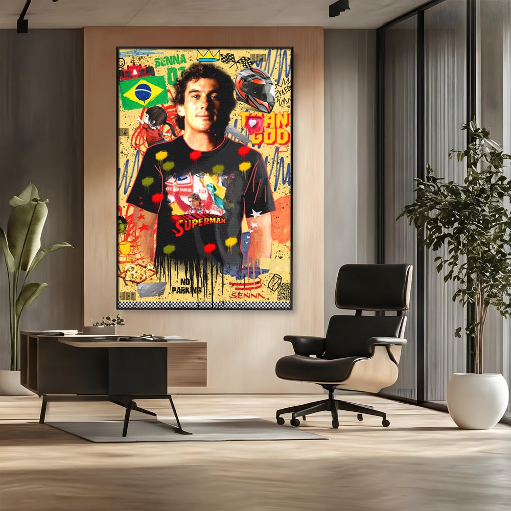 Leinwandbilder Premium LuxCanva® A1023, Ayrton Senna , Dekorativ, Pilotenfluch, Formel 1, Champion, Lebendige Farben