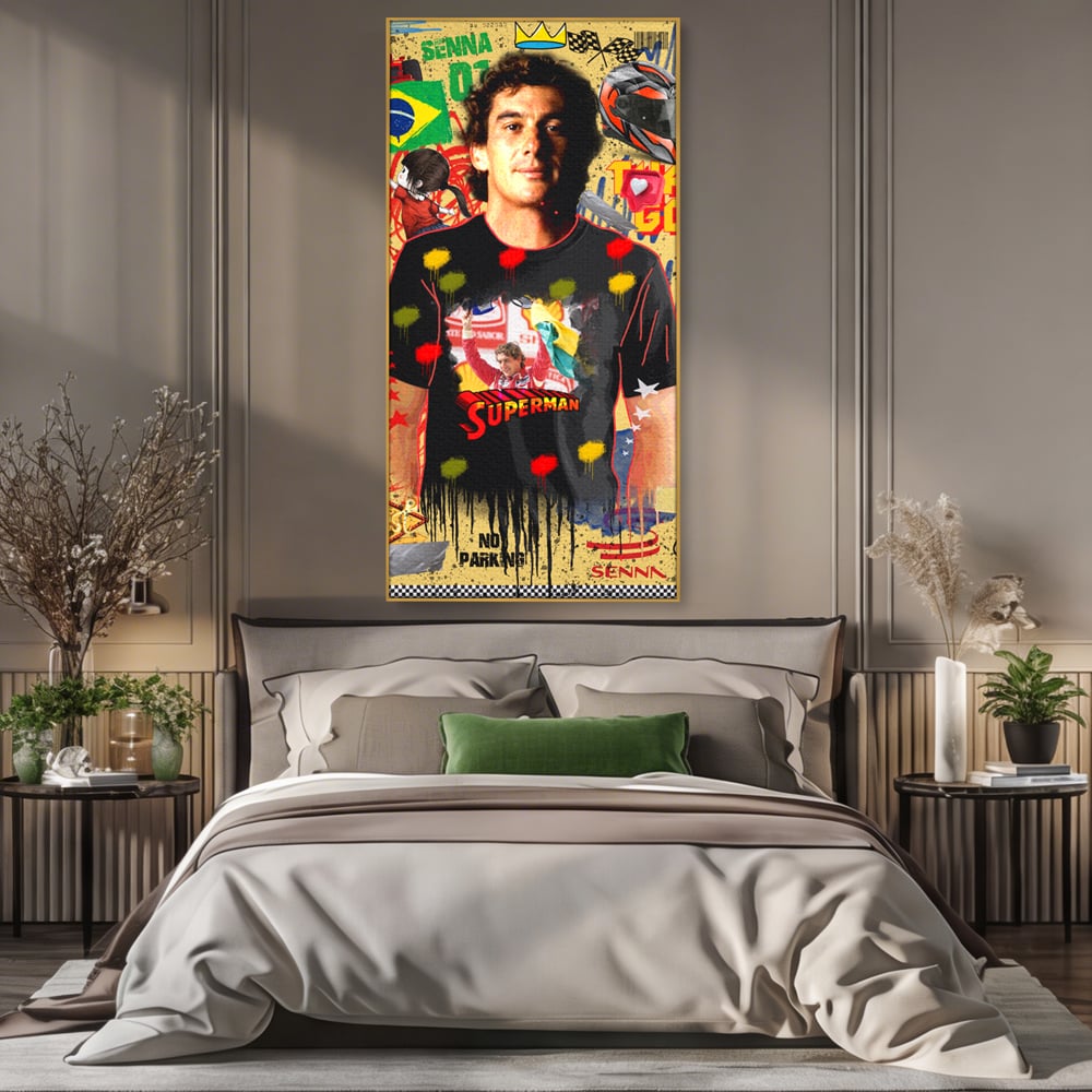 Leinwandbilder Premium LuxCanva® A1023, Ayrton Senna , Dekorativ, Pilotenfluch, Formel 1, Champion, Lebendige Farben