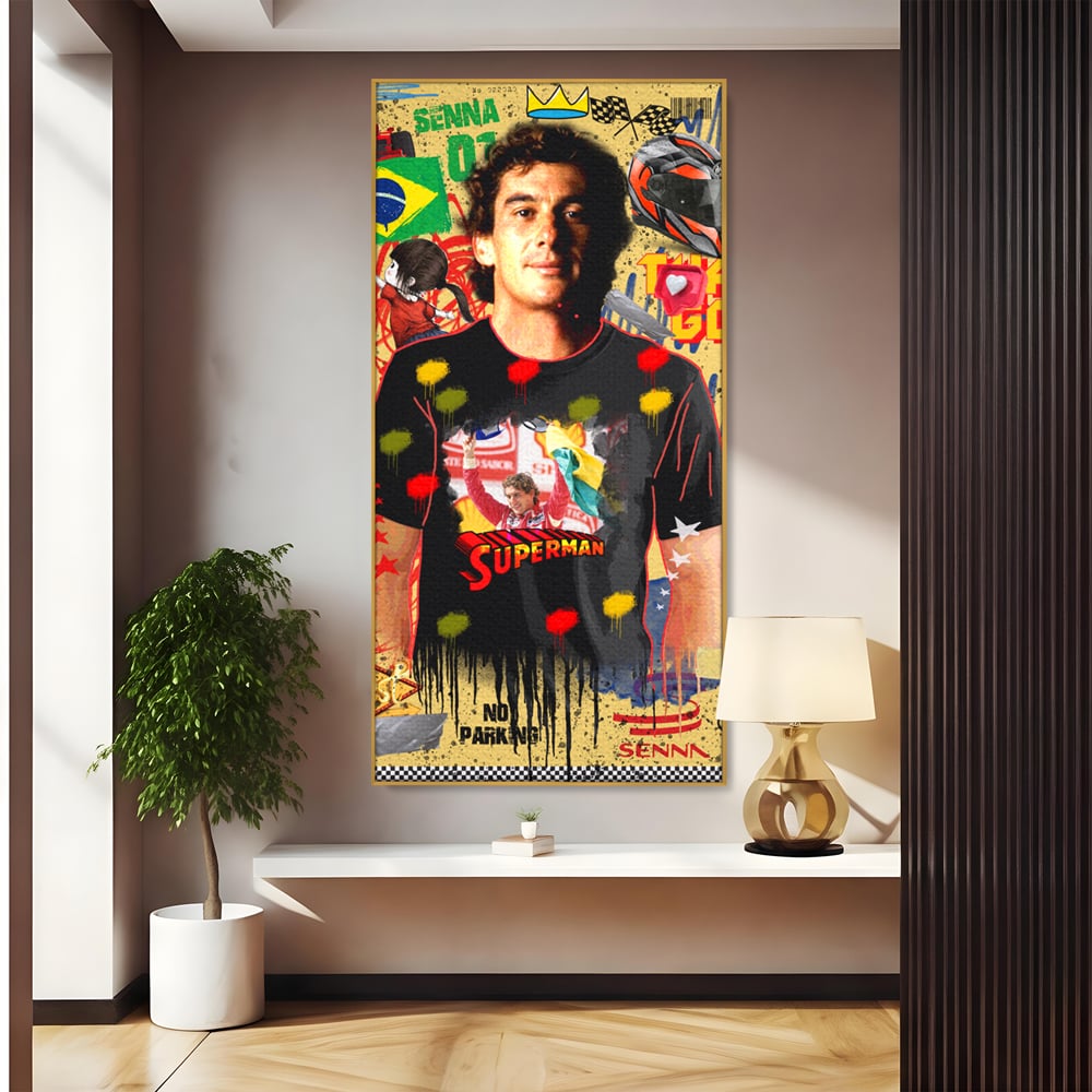 Leinwandbilder Premium LuxCanva® A1023, Ayrton Senna , Dekorativ, Pilotenfluch, Formel 1, Champion, Lebendige Farben
