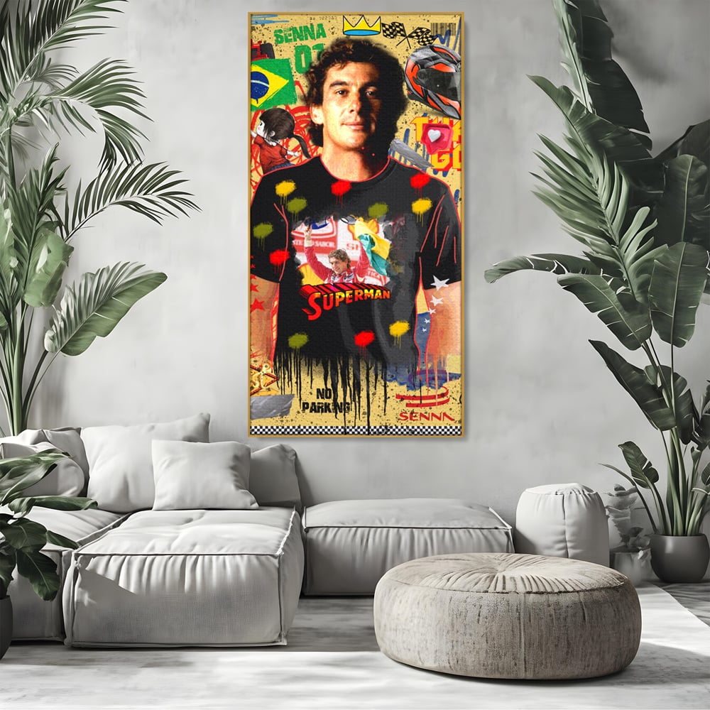 Leinwandbilder Premium LuxCanva® A1023, Ayrton Senna , Dekorativ, Pilotenfluch, Formel 1, Champion, Lebendige Farben