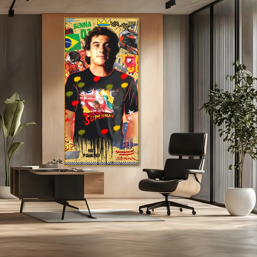 Leinwandbilder Premium LuxCanva® A1023, Ayrton Senna , Dekorativ, Pilotenfluch, Formel 1, Champion, Lebendige Farben