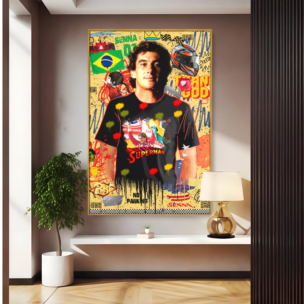 Leinwandbilder Premium LuxCanva® A1023, Ayrton Senna , Dekorativ, Pilotenfluch, Formel 1, Champion, Lebendige Farben
