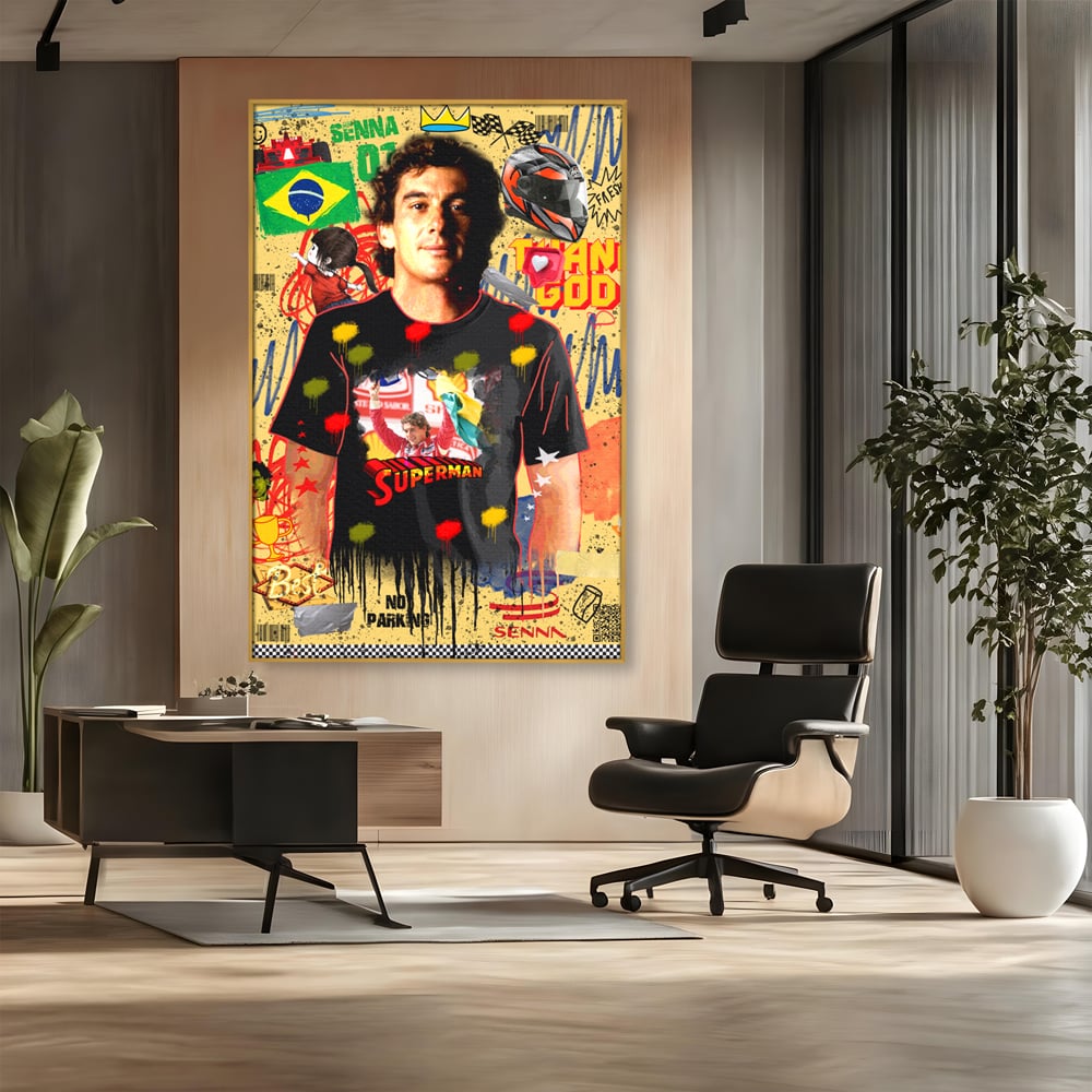 Leinwandbilder Premium LuxCanva® A1023, Ayrton Senna , Dekorativ, Pilotenfluch, Formel 1, Champion, Lebendige Farben