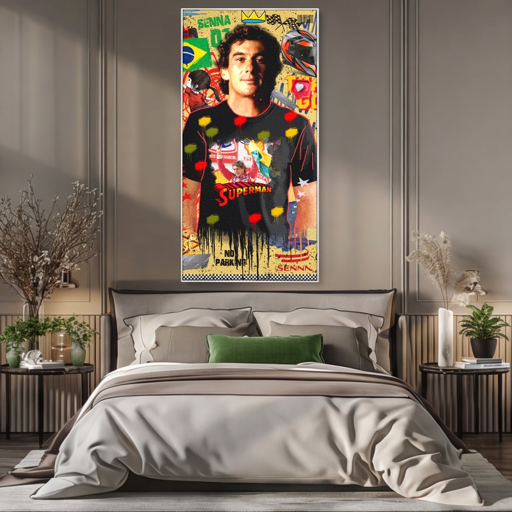 Leinwandbilder Premium LuxCanva® A1023, Ayrton Senna , Dekorativ, Pilotenfluch, Formel 1, Champion, Lebendige Farben
