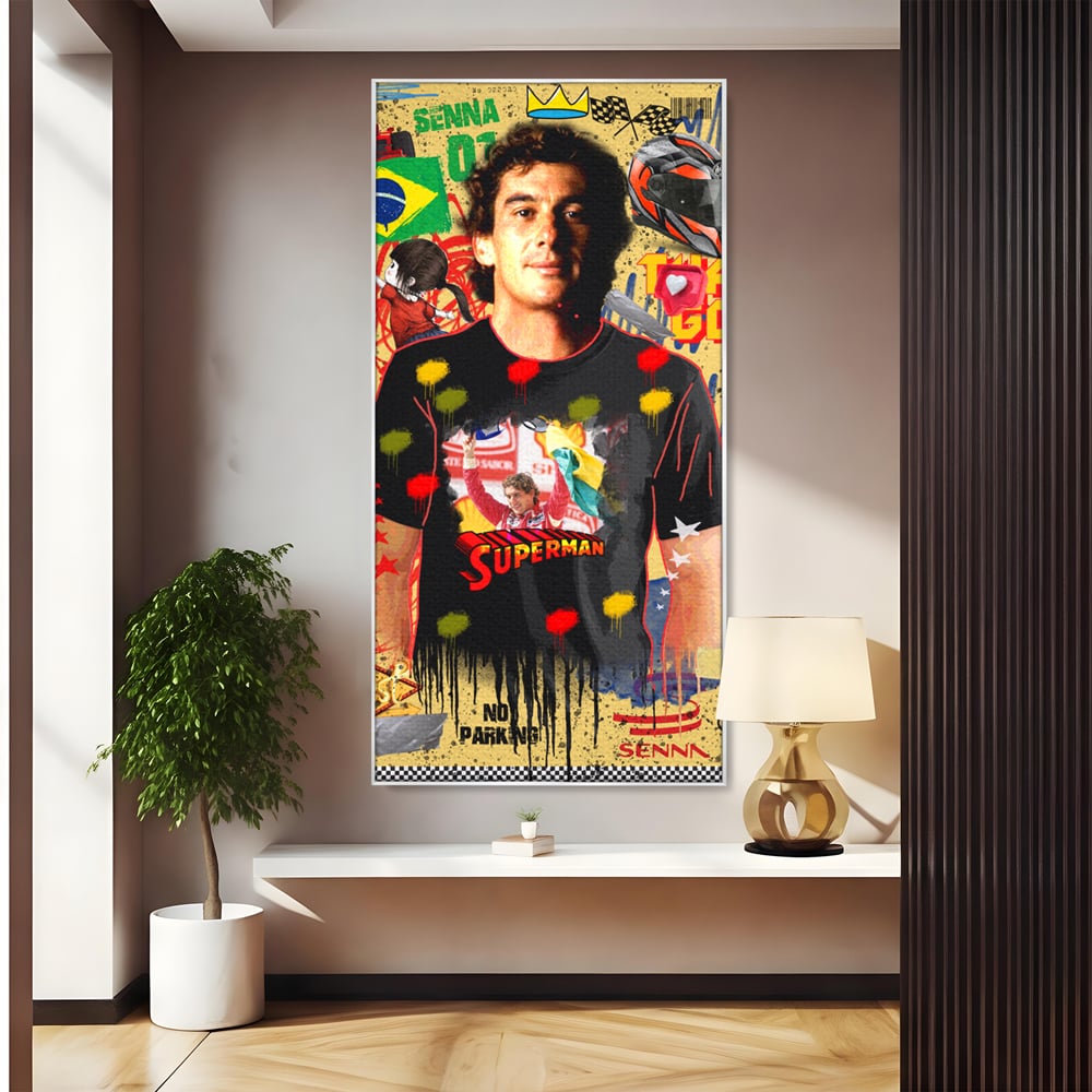 Leinwandbilder Premium LuxCanva® A1023, Ayrton Senna , Dekorativ, Pilotenfluch, Formel 1, Champion, Lebendige Farben