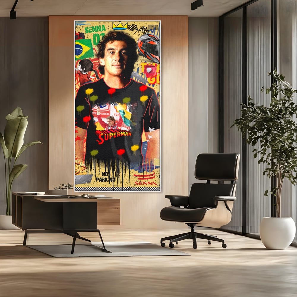 Leinwandbilder Premium LuxCanva® A1023, Ayrton Senna , Dekorativ, Pilotenfluch, Formel 1, Champion, Lebendige Farben