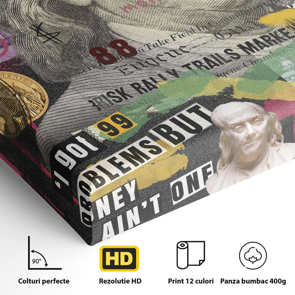 Tablou Canvas Premium LuxCanva® A1026, Benjamin Franklin , Decorativ, Politician, Motivational, Culori Vibrante