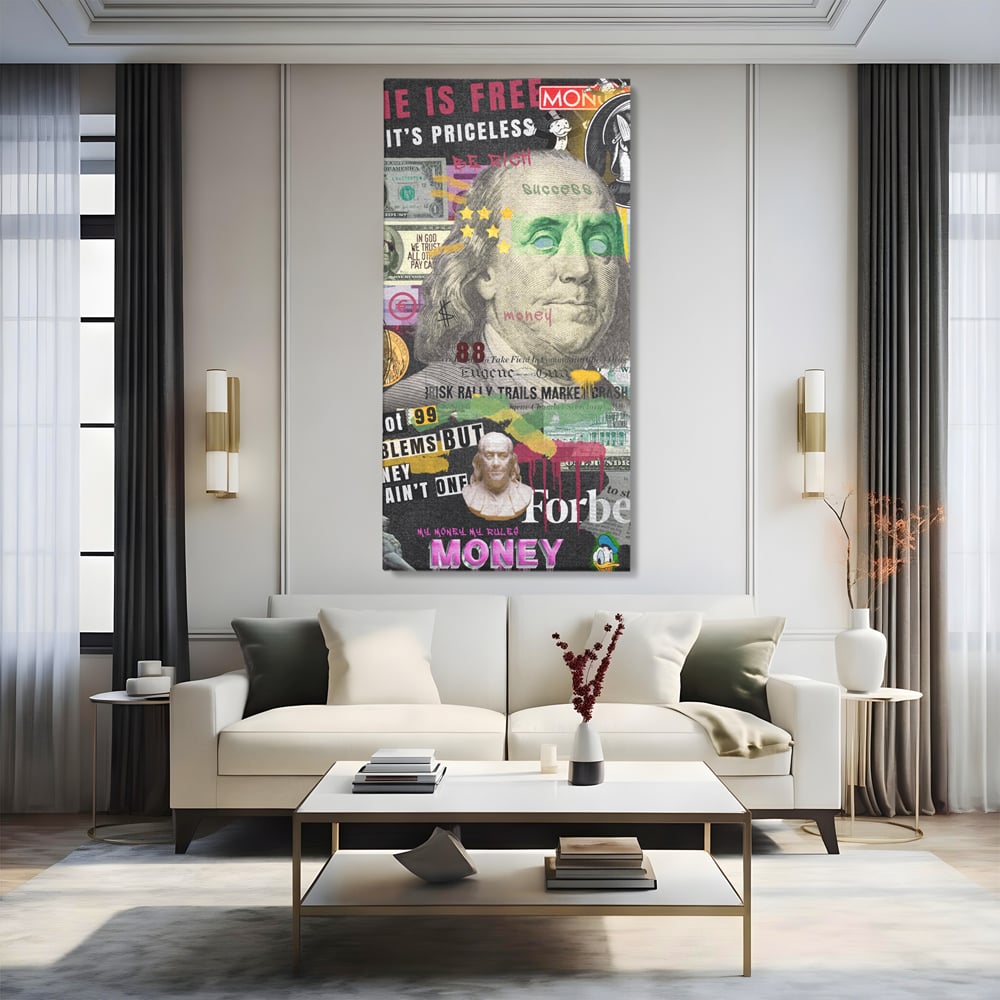 Tablou Canvas Premium LuxCanva® A1026, Benjamin Franklin , Decorativ, Politician, Motivational, Culori Vibrante