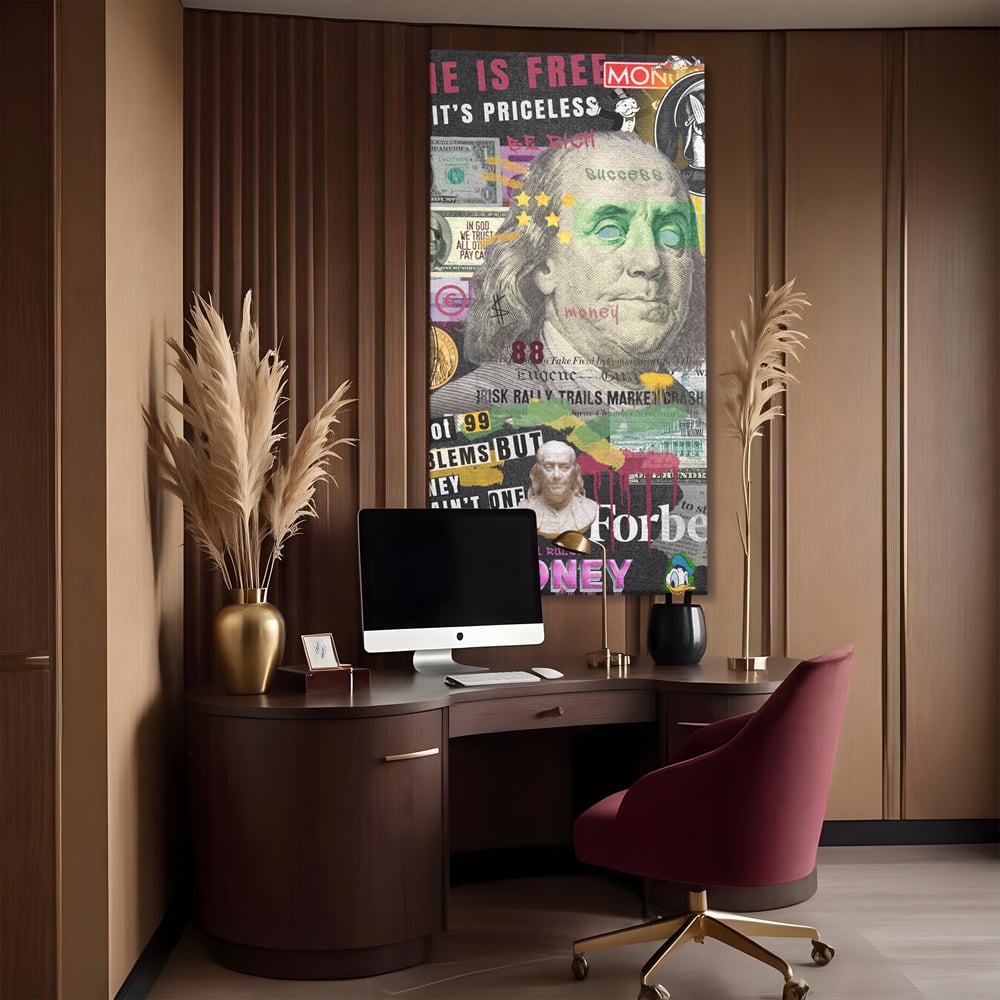 Tablou Canvas Premium LuxCanva® A1026, Benjamin Franklin , Decorativ, Politician, Motivational, Culori Vibrante