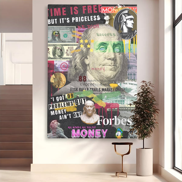 Tablou Canvas Premium LuxCanva® A1026, Benjamin Franklin , Decorativ, Politician, Motivational, Culori Vibrante