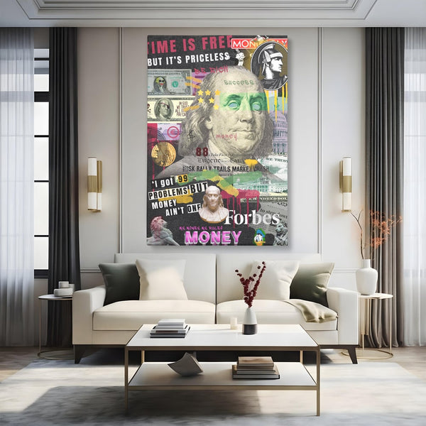 Tablou Canvas Premium LuxCanva® A1026, Benjamin Franklin , Decorativ, Politician, Motivational, Culori Vibrante