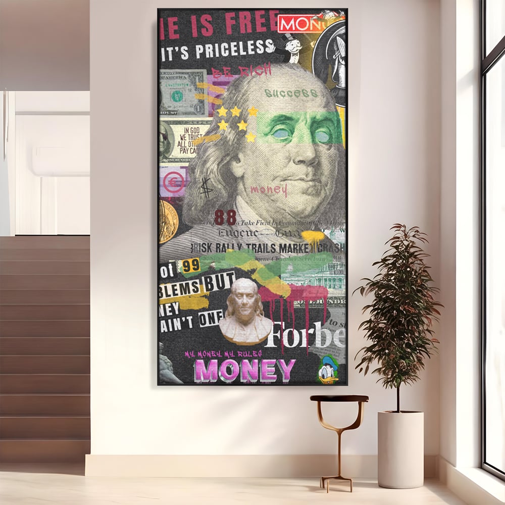 Tablou Canvas Premium LuxCanva® A1026, Benjamin Franklin , Decorativ, Politician, Motivational, Culori Vibrante