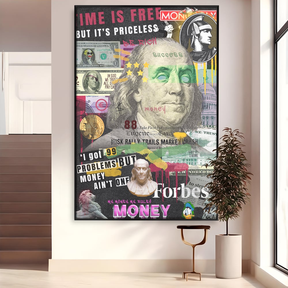 Tablou Canvas Premium LuxCanva® A1026, Benjamin Franklin , Decorativ, Politician, Motivational, Culori Vibrante