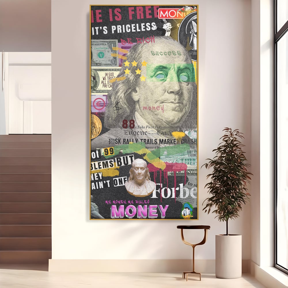 Tablou Canvas Premium LuxCanva® A1026, Benjamin Franklin , Decorativ, Politician, Motivational, Culori Vibrante